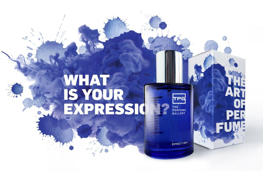 Perfume Gallery amplified blue perfume bottle with box